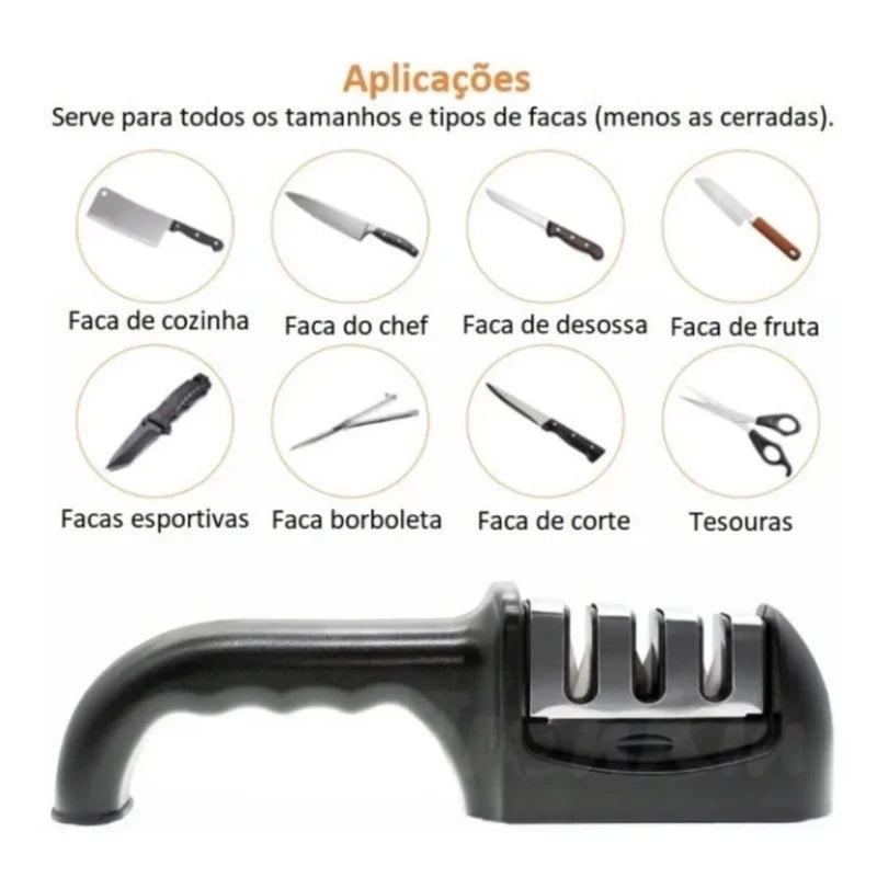 Amolador e Afiador Profissional de Facas, Tesouras, Garfos de Cozinha, 3 portas.