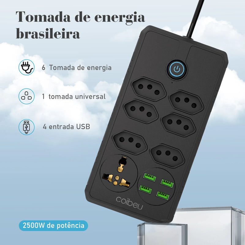 Extensão Elétrica de 4, 5 e 6 Tomadas, com porta USB e USB-C