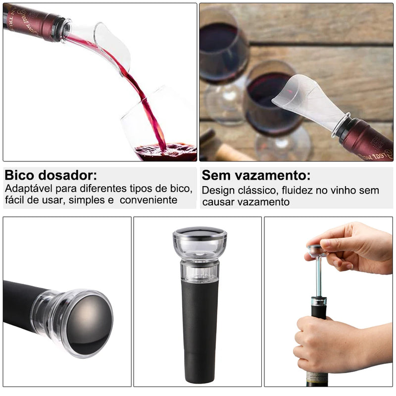 Kit saca rolhas elétrico abridor de Vinho